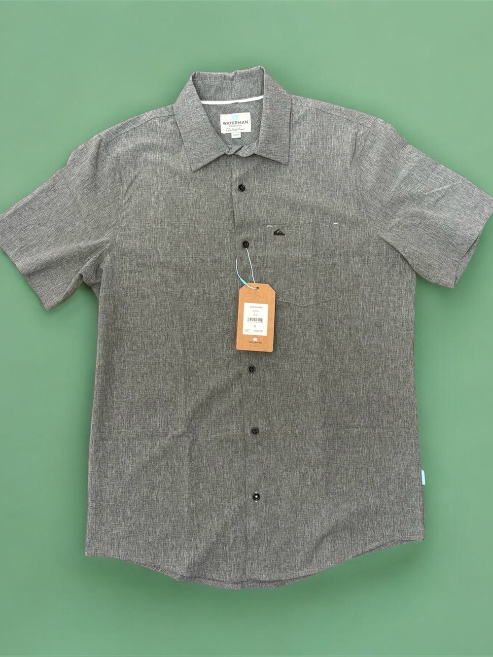 Quiksilver Mens Waterman Collection Vented Button Up SS Woven Tech Shirt Sz S